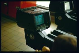 USA 1990/Augusta, GA/Greyhound station waiting room/coin-operated tv set in chair USA 1990/Augusta, GA/Greyhound station waiting room/coin-operated tv set in chair